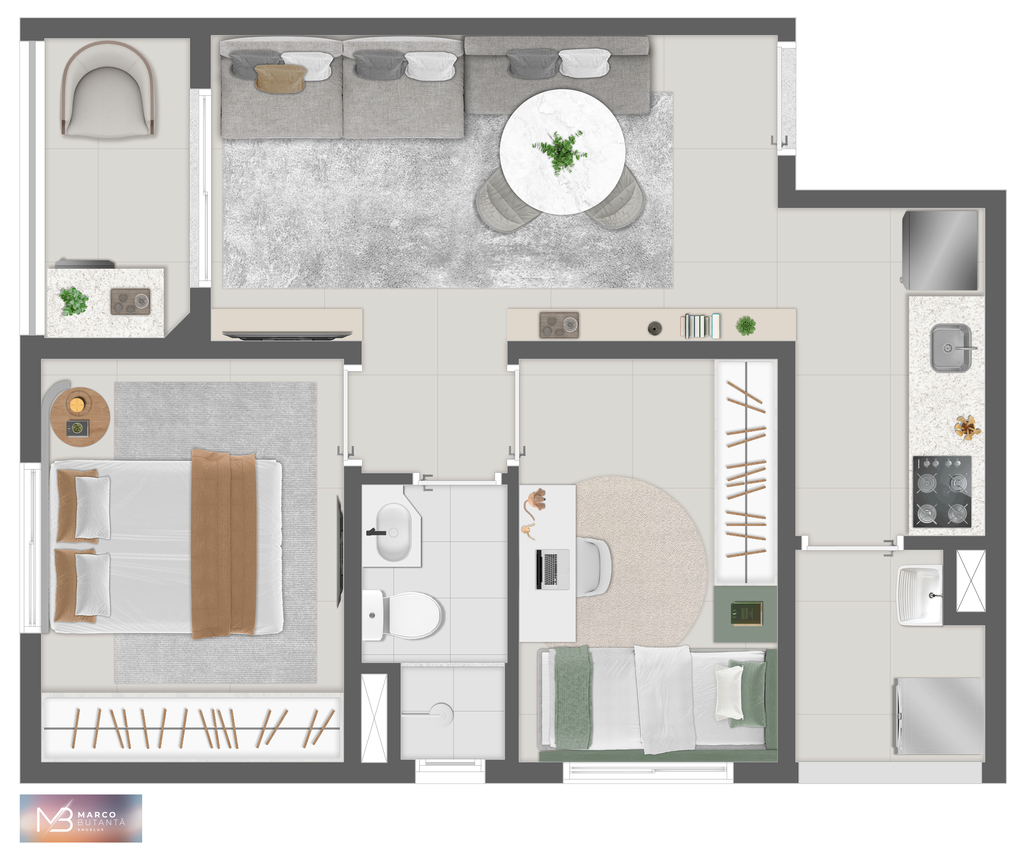 Planta - 10 - 2 dorm 44m²