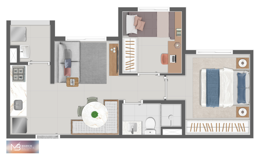 Planta 12 - 2 dorm 44m²