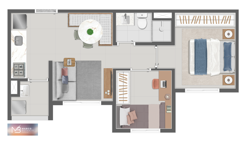 Planta 07 - 2 dorm 37m²