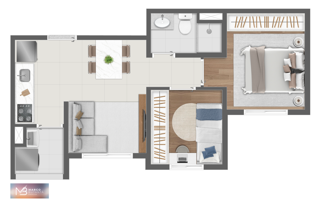 Planta - 03 - 2 dorm 37m�