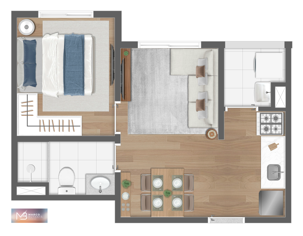 Planta - 02 - 2 dorm 30m�