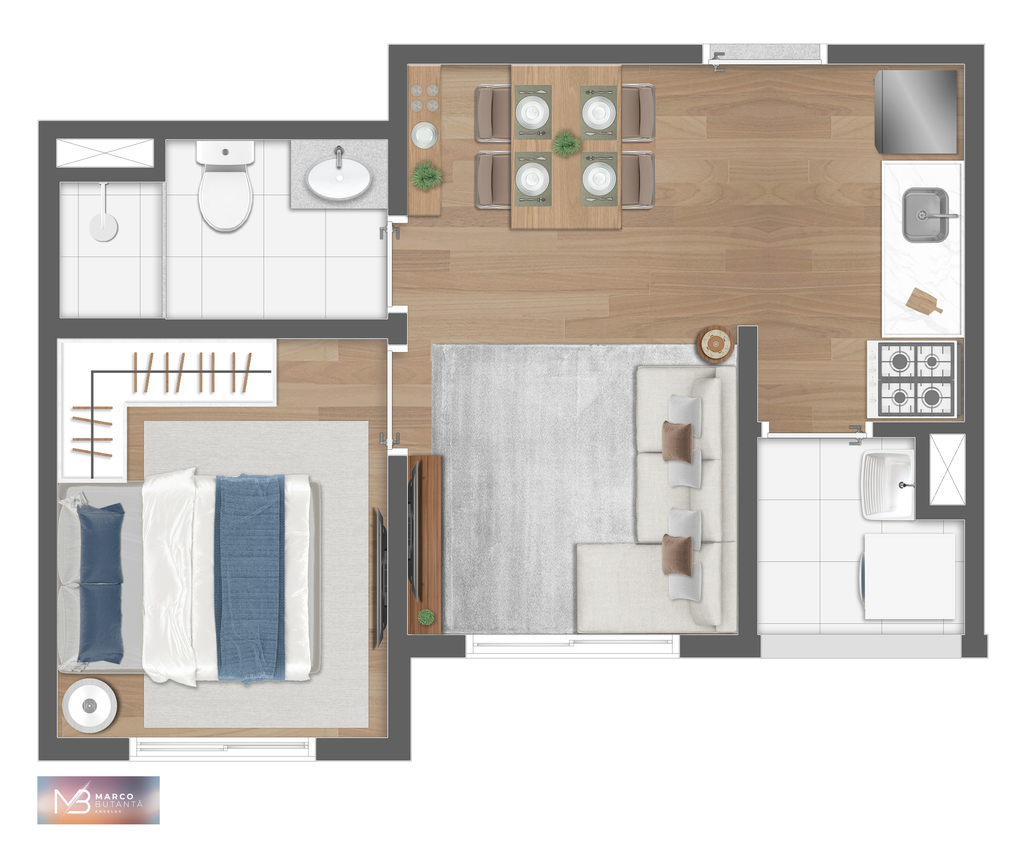 Planta - 01 - 2 dorm 30m� 