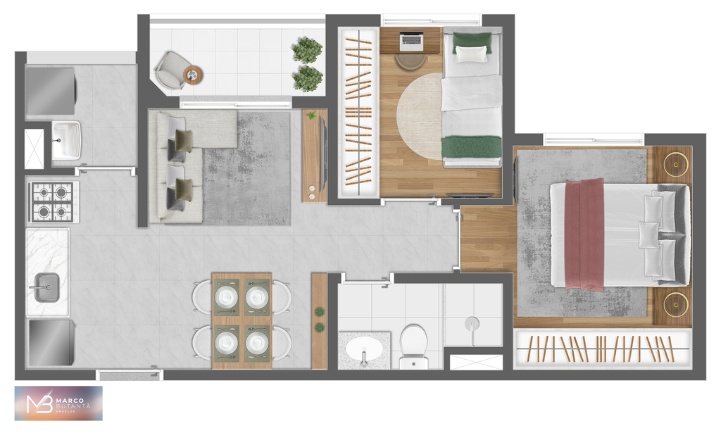 Planta 08 - 2 dorm 39m�