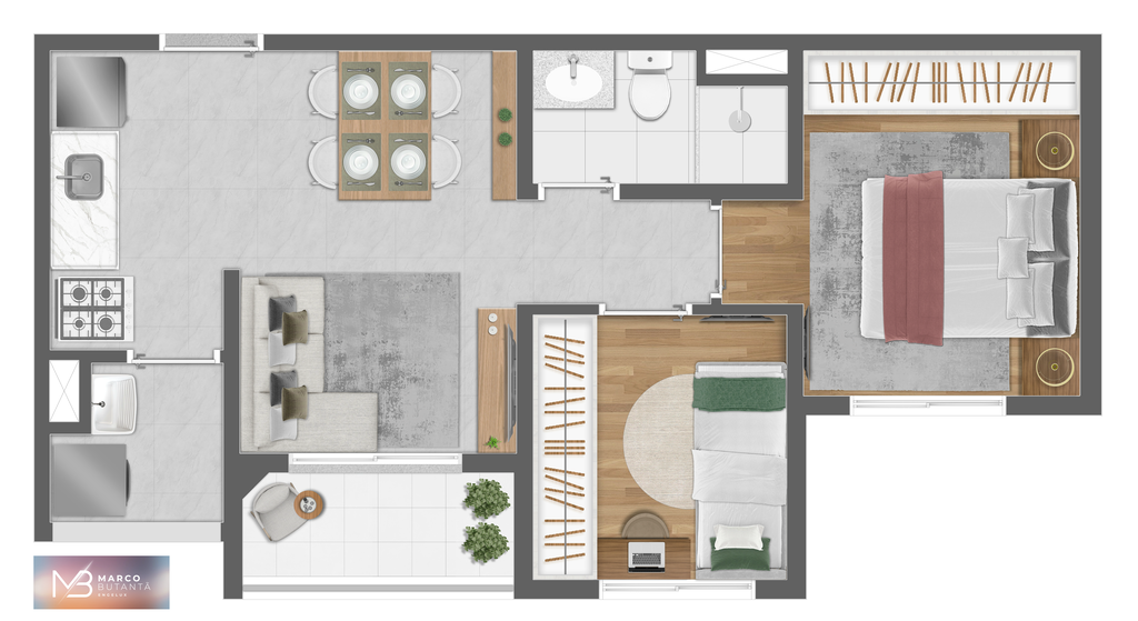 Planta - 09 - 2 dorm 39m�