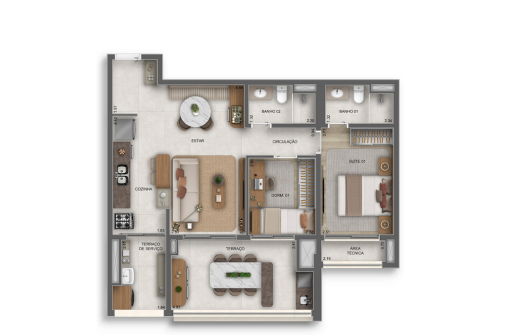 Planta 06 - 2 dorm 79m²