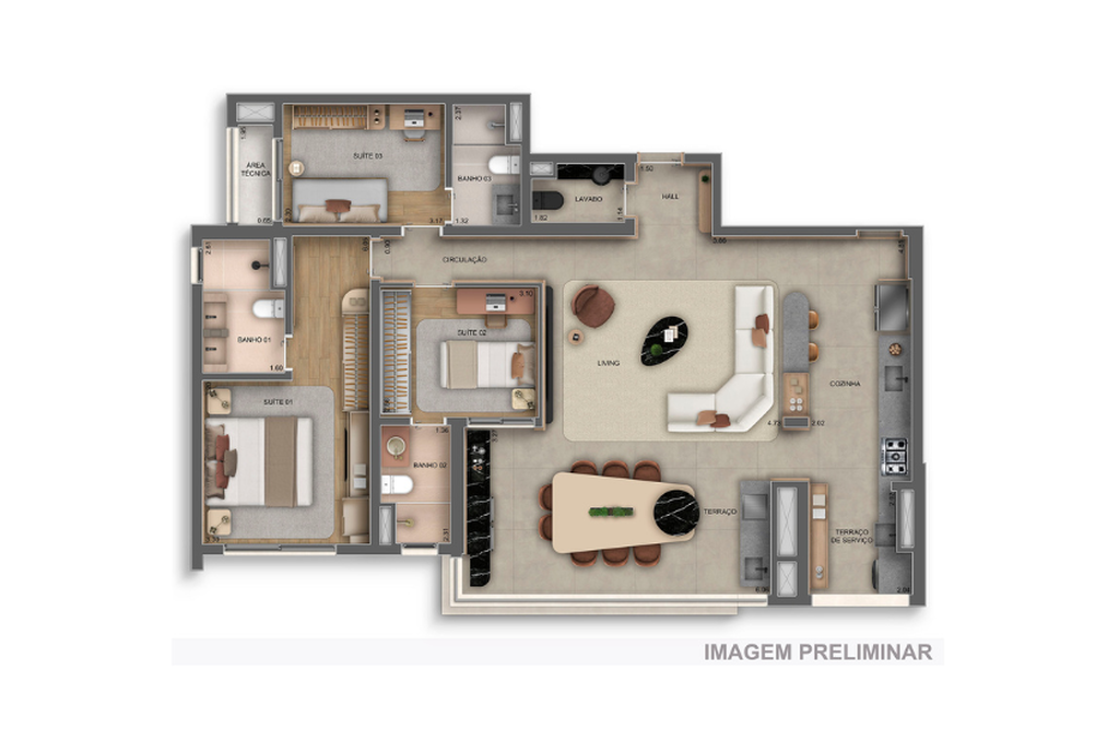 Planta 10 - 3 dorm 120m²