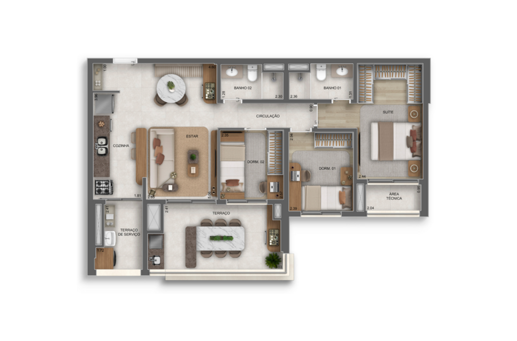 Planta 07 - 3 dorm 89m²
