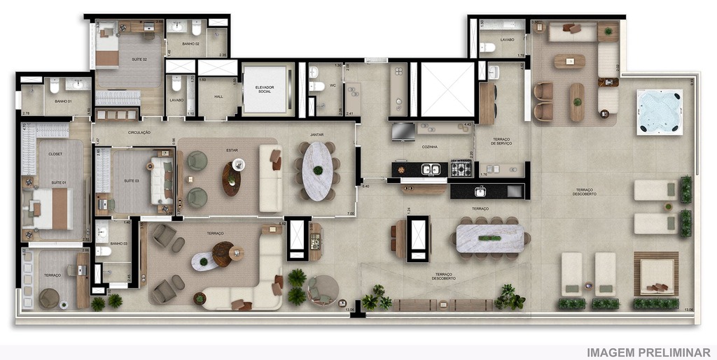 Planta 07 - 3 dorm 275m� -  cobertura horizontal