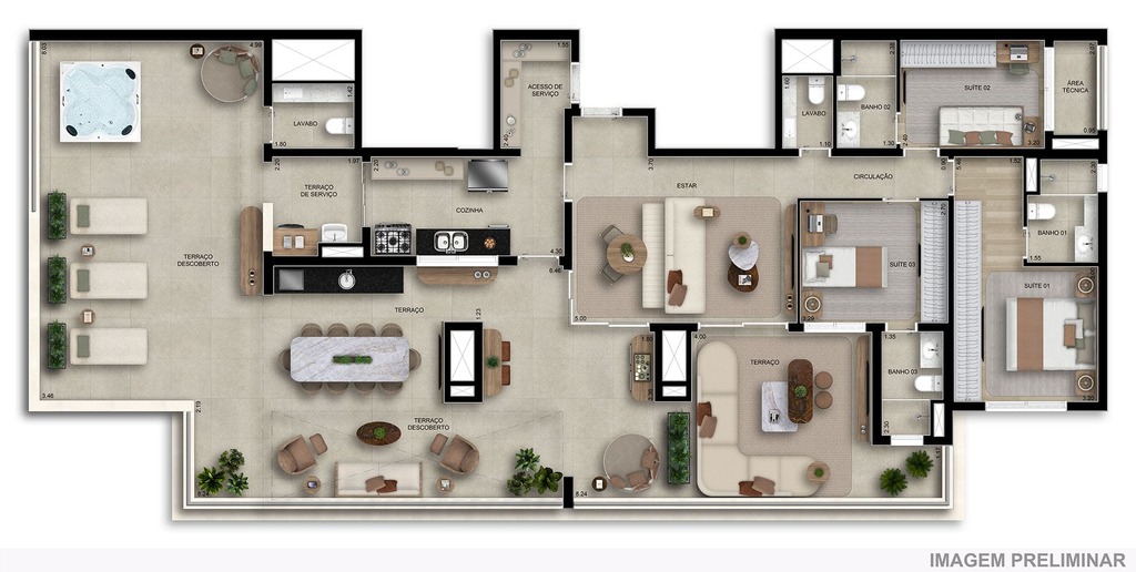 Planta 06 - 3 dorm 218m� - cobertura horizontal