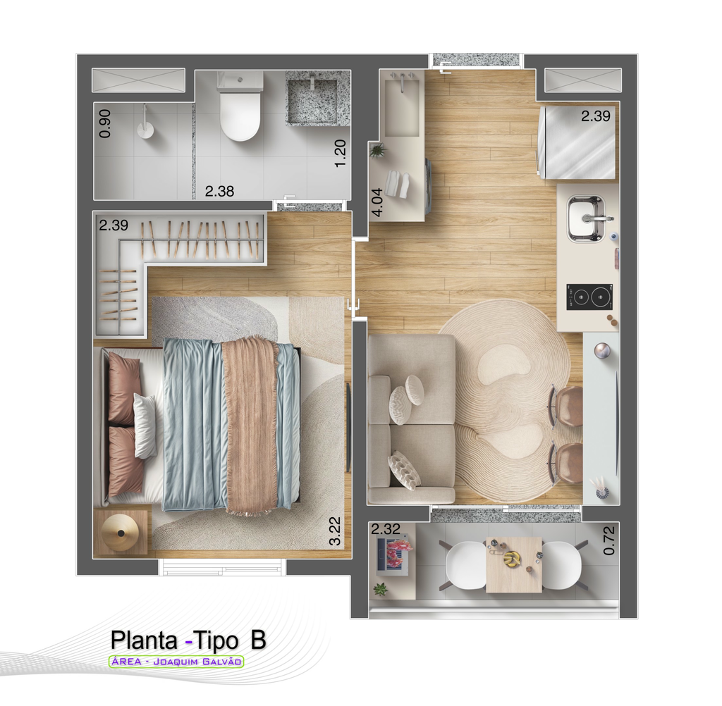 Planta 01 - 1 dorm 25,14m²