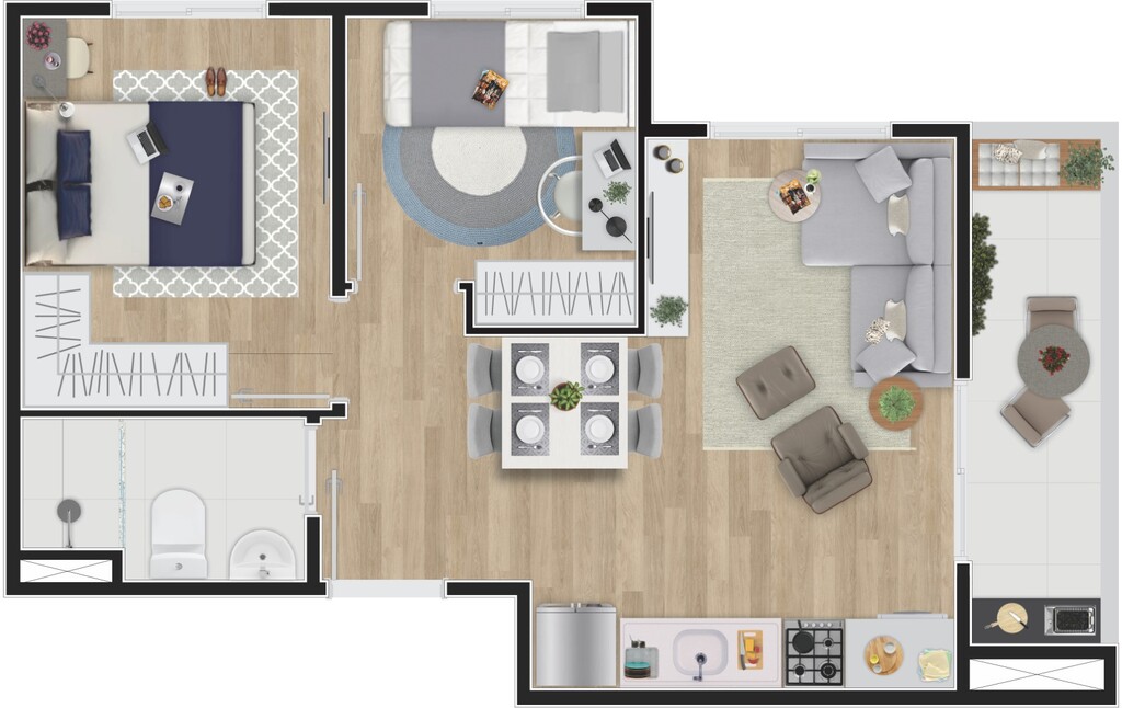 Planta 04 - 2 dorm 40 70m²