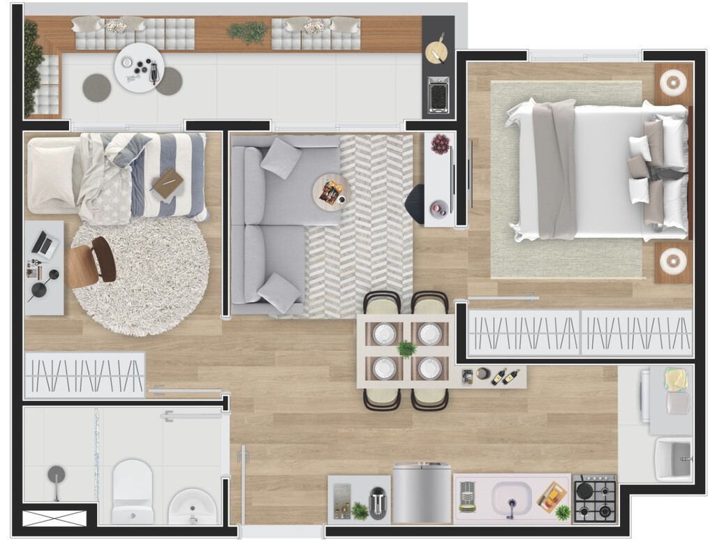 Planta 03 - 2 dorm 40 22m²