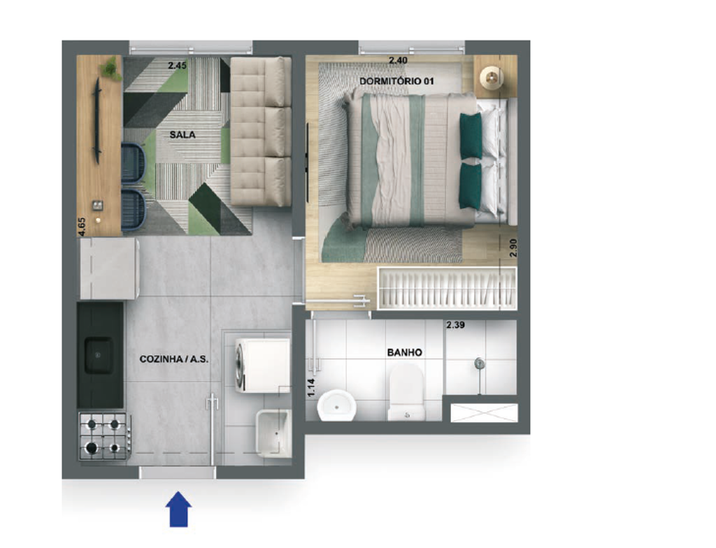 Planta 01 - 1 dorm 24,13m�