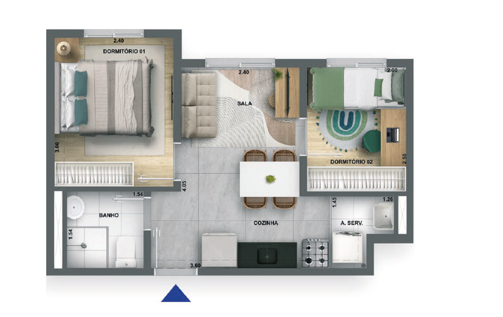Planta 02 - 2 dorm 32,16m�