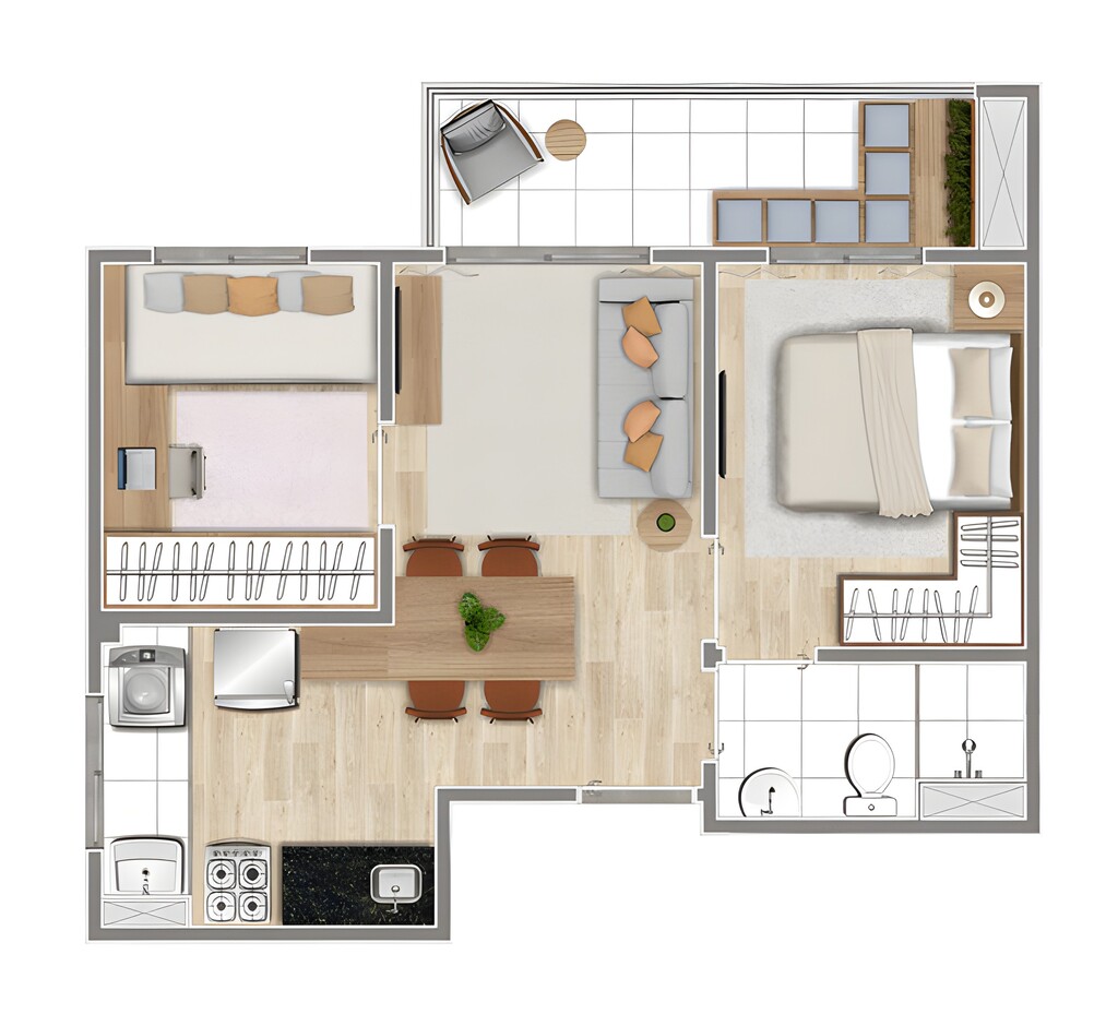 Planta 03 - 2 dorm 42m�