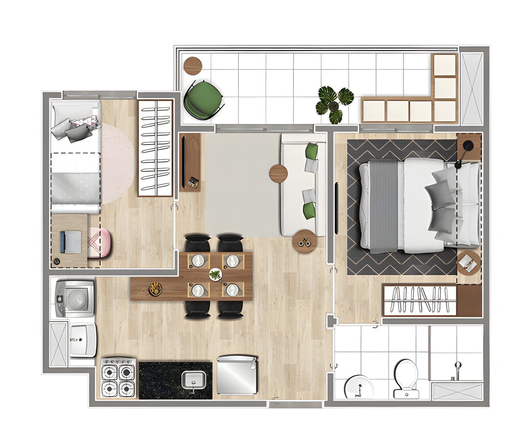 Planta 02 - 2 dorm 40m�