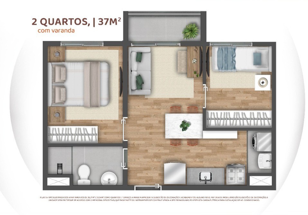 Planta 04 - 2 dorm 37m�