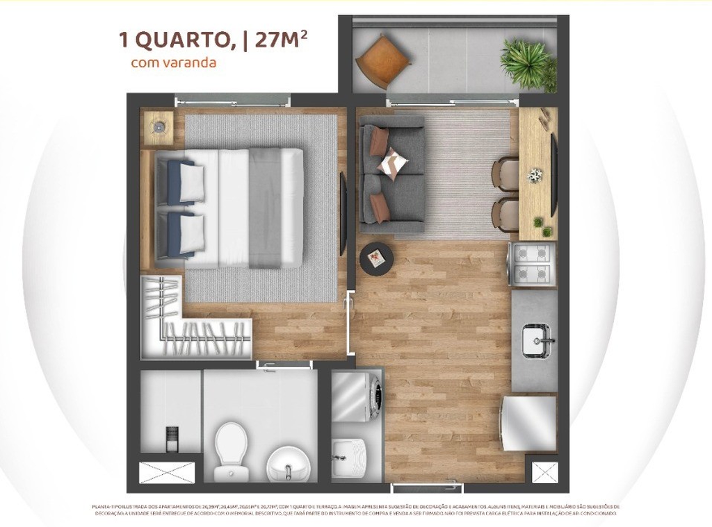 Planta 01 - 1 dorm 27m�