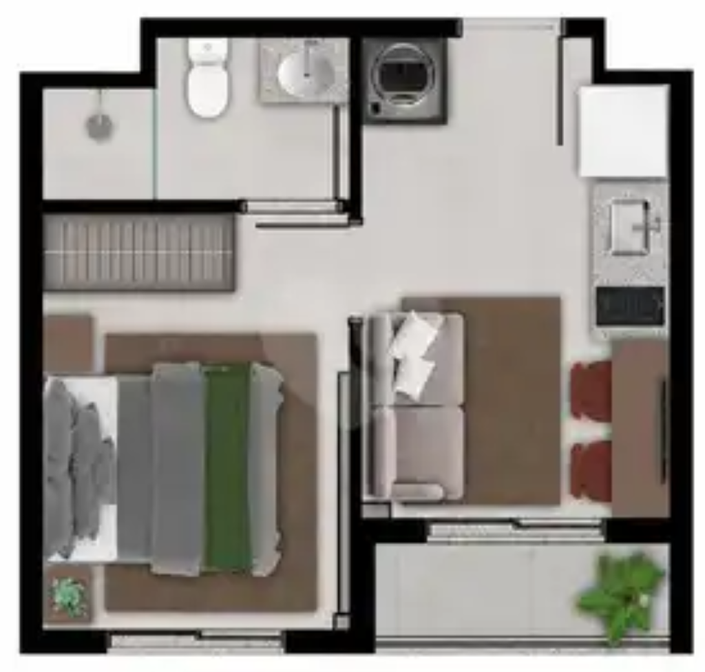Planta 01 - 1 dorm 25m²