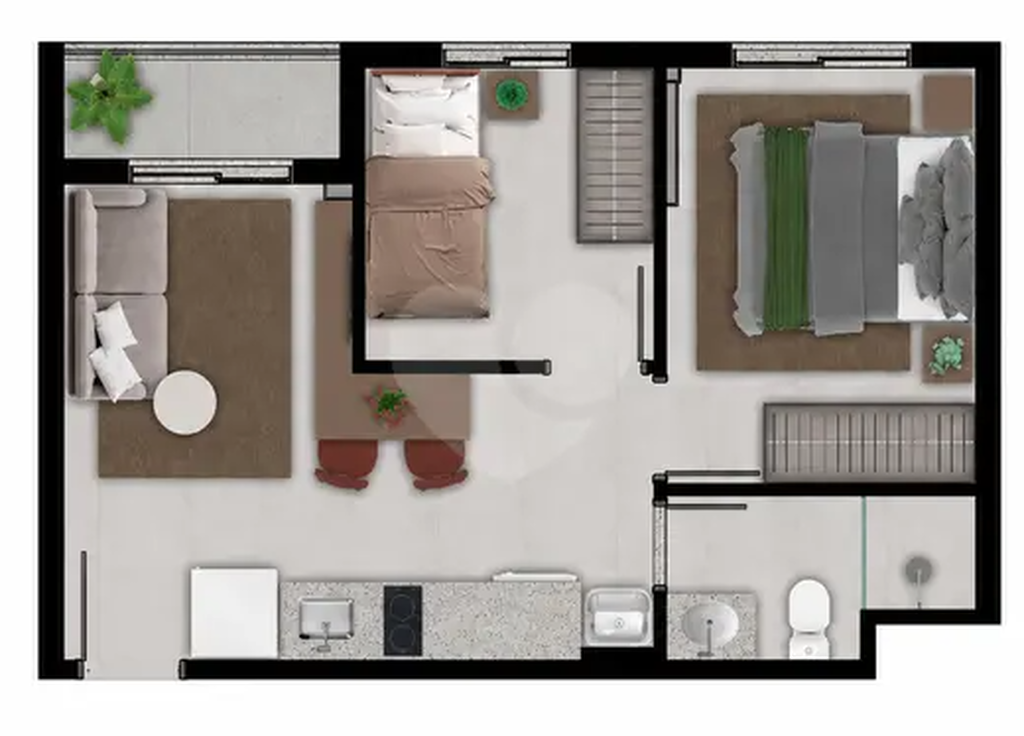 Planta 02 - 2 dorm 37m²