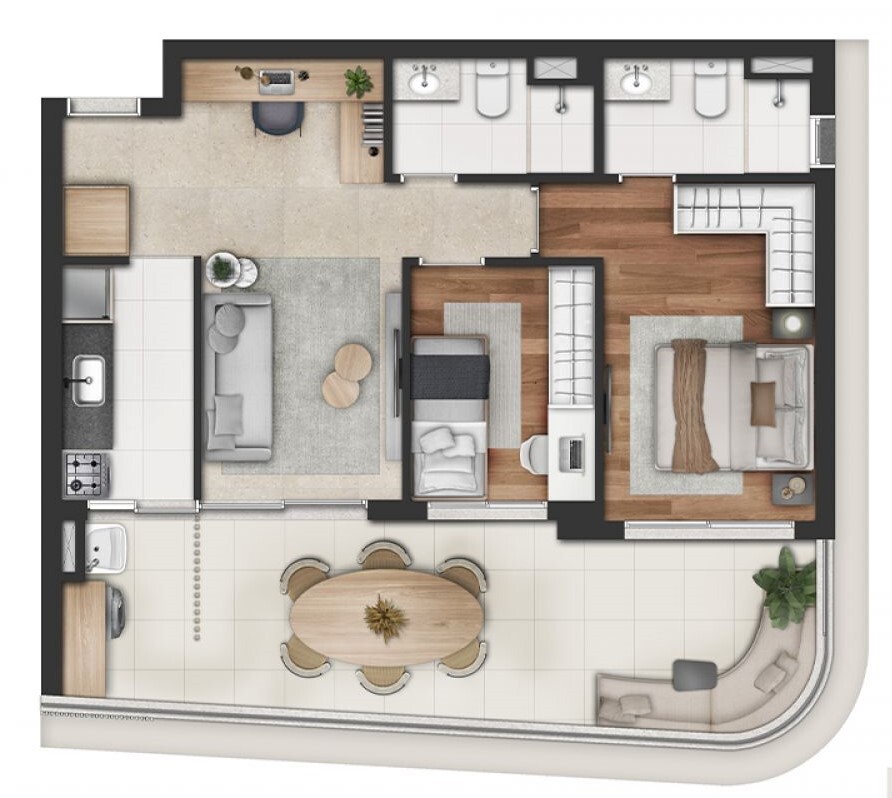 Planta 04 - 2 dorm 76m�