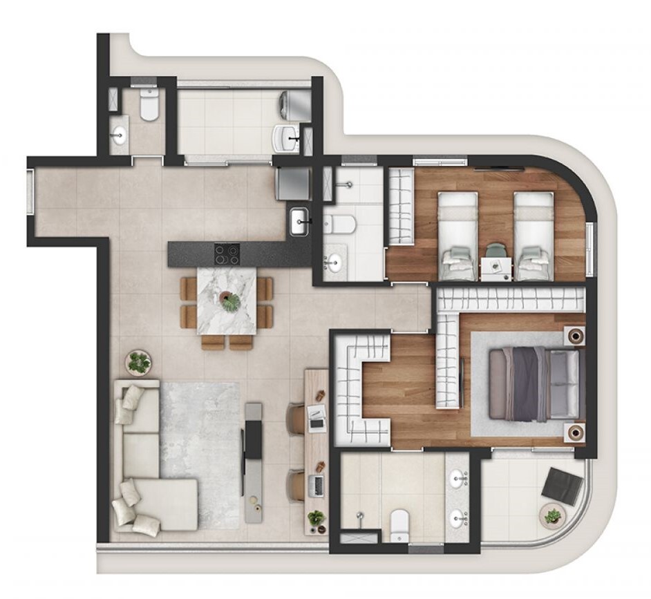 Planta 05 - 2 dorm 96m�