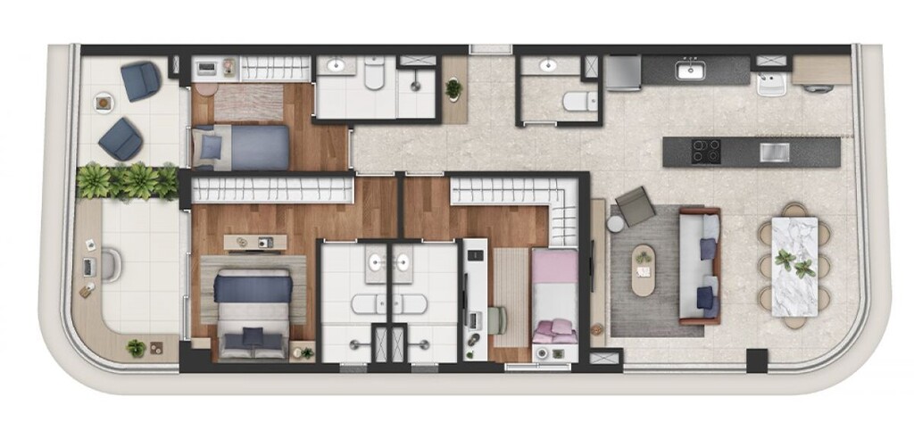 Planta 06 - 3 dorm 105m�