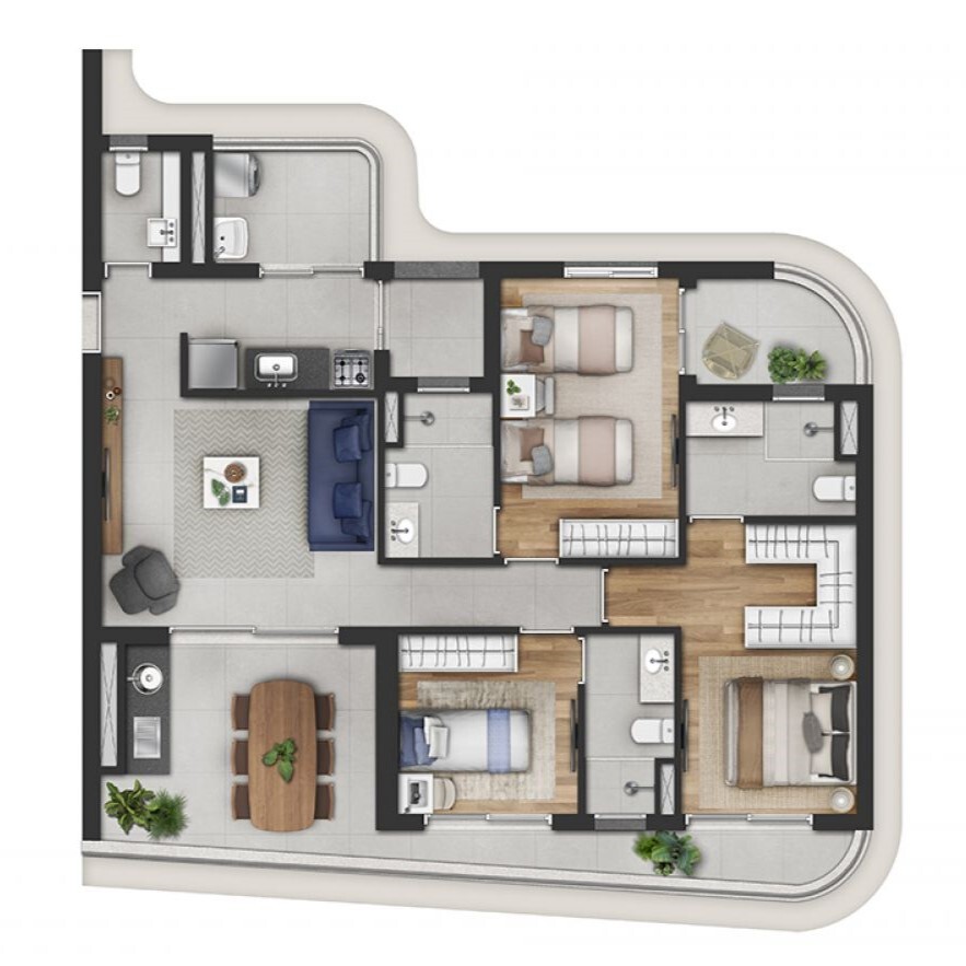Planta 07 - 3 dorm 107m�