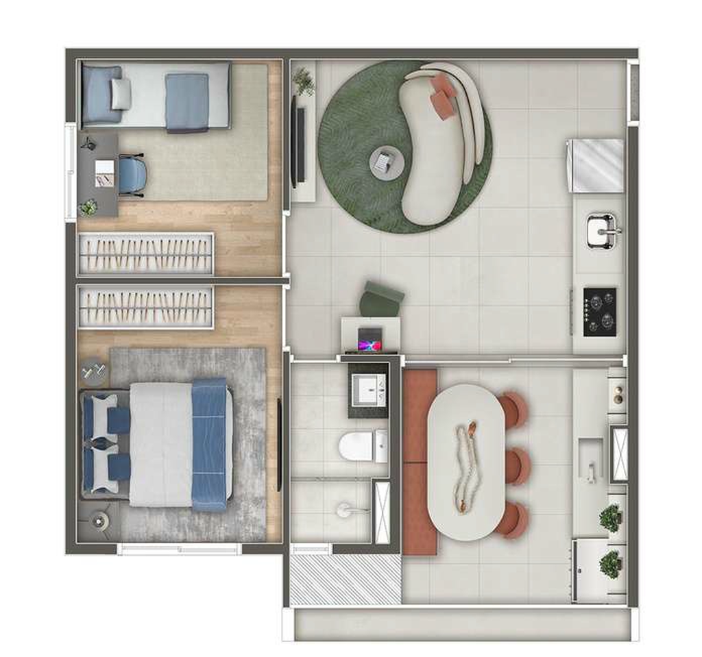 Planta 02 - 2 dorm 35,84m²