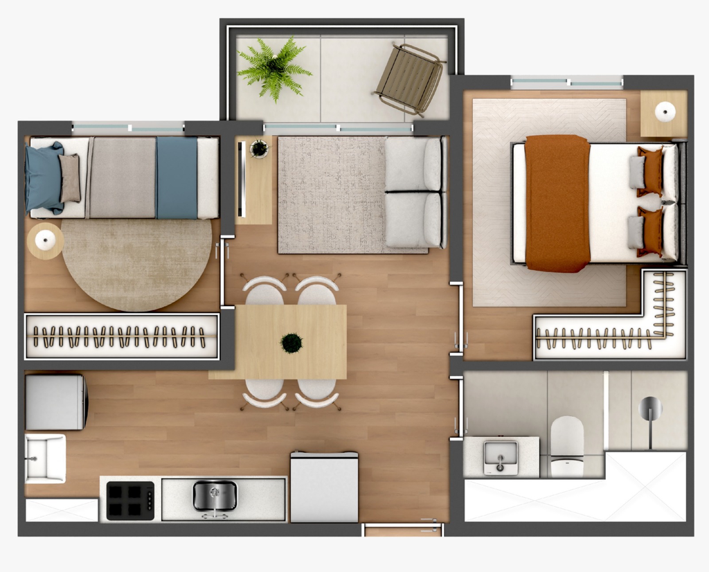 Planta 02 - 2 dorm 36,22m²