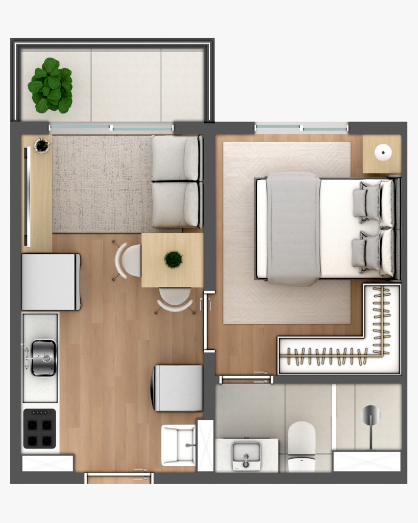 Planta 01 - 1 dorm 30,88m²
