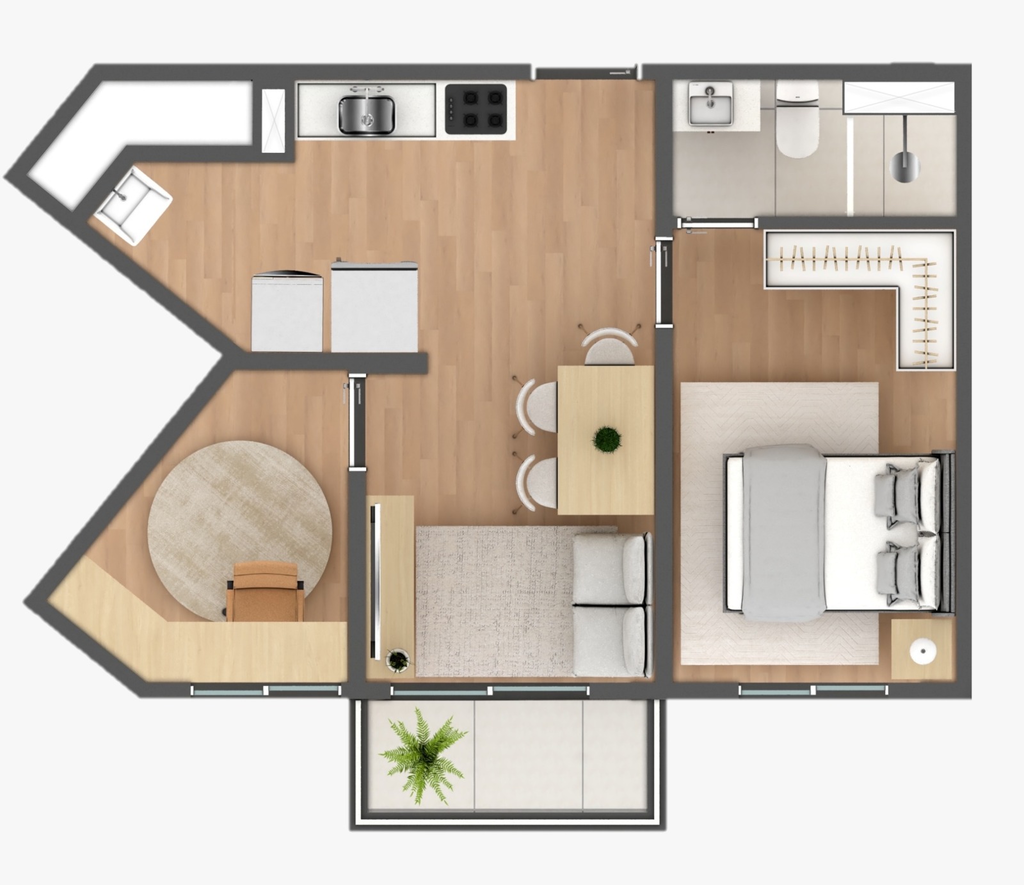Planta 03 - 1 dorm 39,28m²