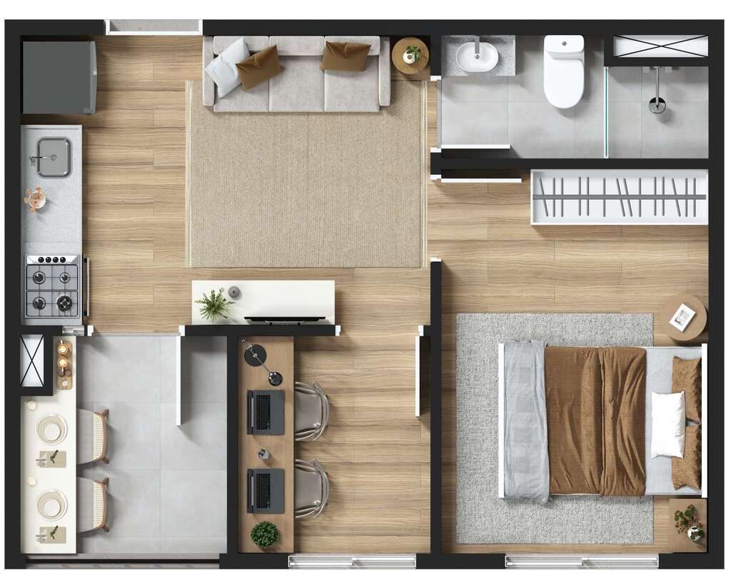 Planta 04 - 1 dorm 31m²