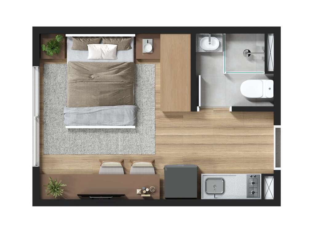 Planta 01 - 1 dorm 17m² - studio