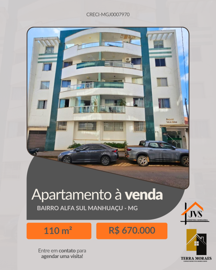 Apartamento para Venda, em Manhua�u, bairro , 3 dormit�rios, 2 banheiros, 1 su�te, 2 vagas
