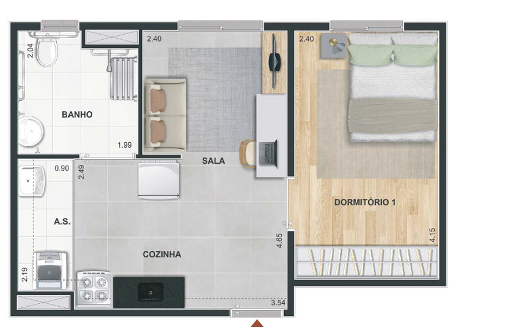 Planta 02 - 2 dorm 34,16m�