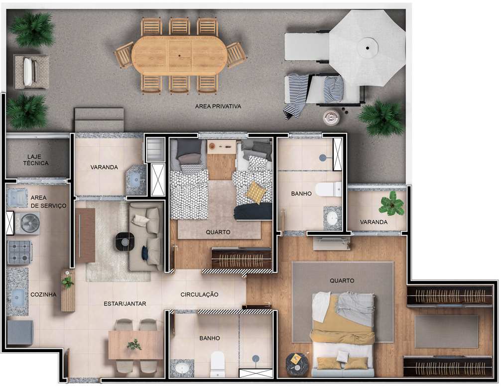 Planta 03 - 2 dorm 96 43m� - garden