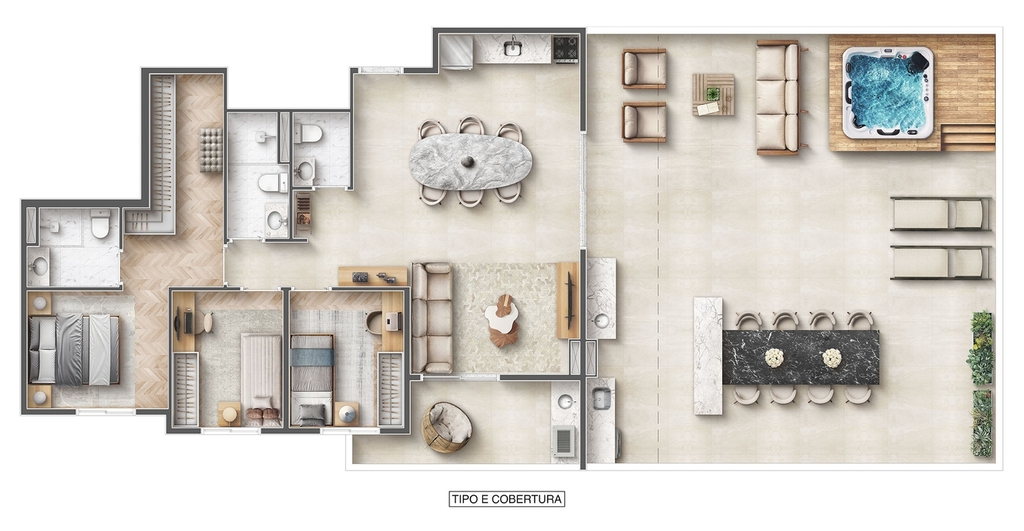 Planta 06 - 3 dorm 161,40m� - penthouse