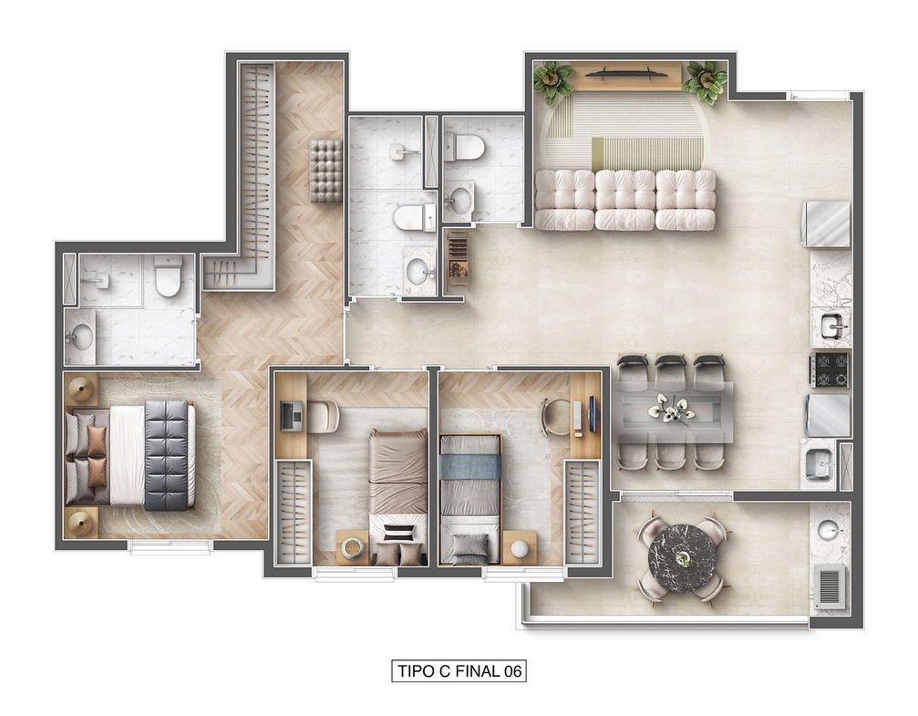 Planta 03 - 3 dorm 79,67m�