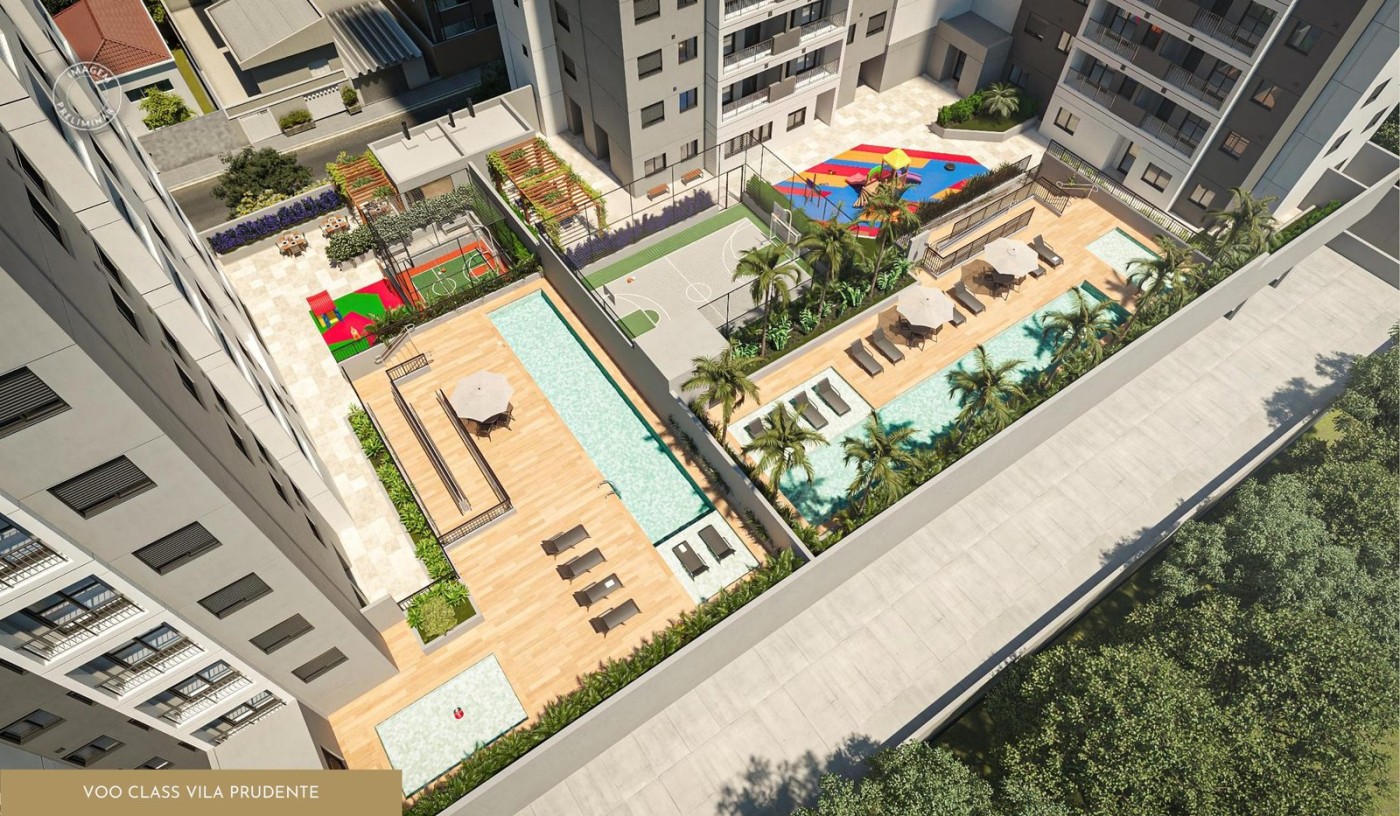 Vista a�rea da �rea de lazer do Class Vila Prudente