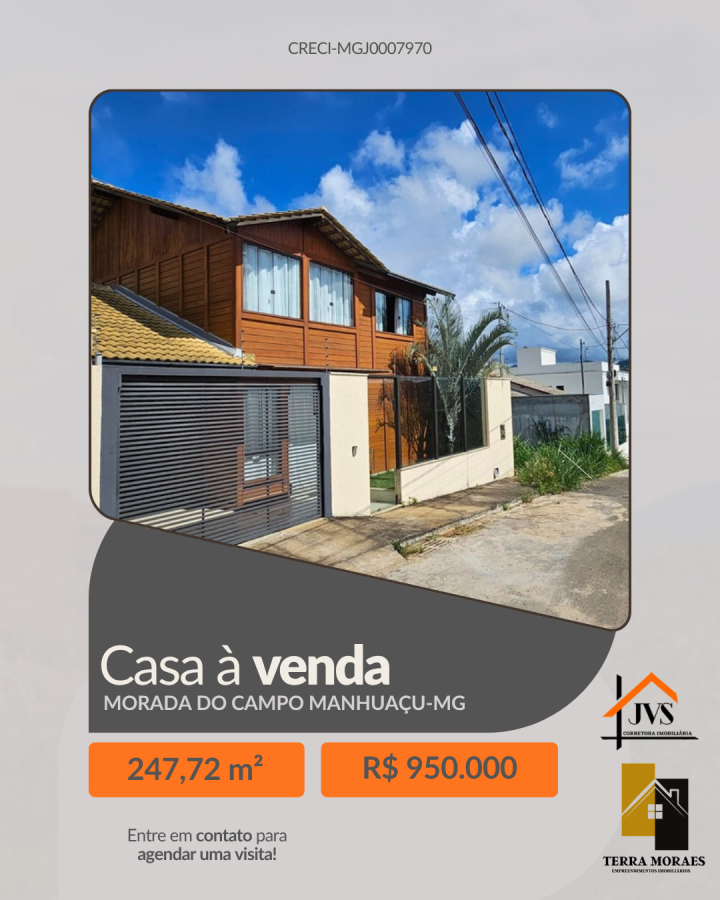 Casa para Venda, em Manhua�u, bairro Morada do Campo, 3 dormit�rios, 3 banheiros, 1 su�te, 2 vagas