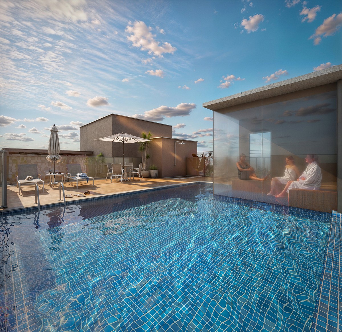 Piscina com sauna