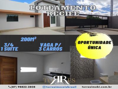 Casa para Venda, em Petrolina, bairro LOTEAMENTO RECIFE, 3 dormitrios, 1 banheiro, 1 sute, 3 vagas