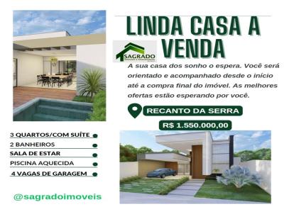 Casa 3 dormitrios para Venda, em Sete Lagoas, bairro Recanto da Serra, 3 dormitrios, 2 banheiros, 3 sutes, 4 vagas