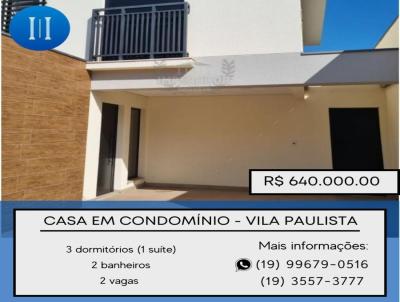 Casa em Condomínio para Venda, em Rio Claro, bairro Vila Paulista, 3 dormitórios, 2 banheiros, 1 suíte, 2 vagas