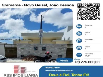 Casa para Venda, em Joo Pessoa, bairro Gramame - Novo Geisel, 3 dormitrios, 1 banheiro, 1 sute, 1 vaga
