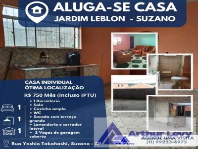 Casa para Locao, em Suzano, bairro Jardim Leblon, 1 dormitrio, 1 banheiro, 2 vagas