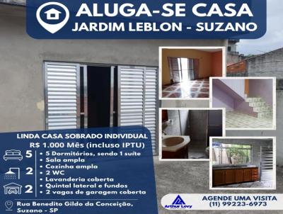 Casa para Locao, em Suzano, bairro Jardim Leblon, 5 dormitrios, 2 banheiros, 1 sute, 2 vagas