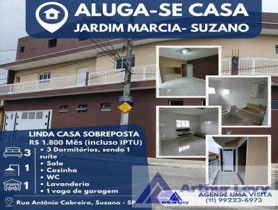 Casa para Locao, em Suzano, bairro Jardim Mrcia, 3 dormitrios, 1 banheiro, 1 vaga