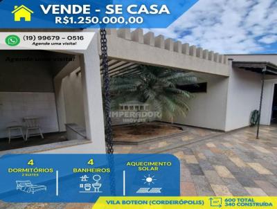 Casa para Venda, em Cordeirópolis, bairro Vila Boteon, 4 dormitórios, 4 banheiros, 2 suítes, 3 vagas